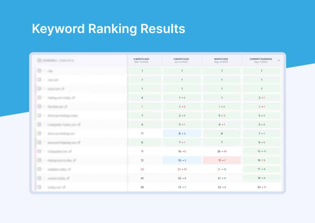 SEO Keyword Ranking Results