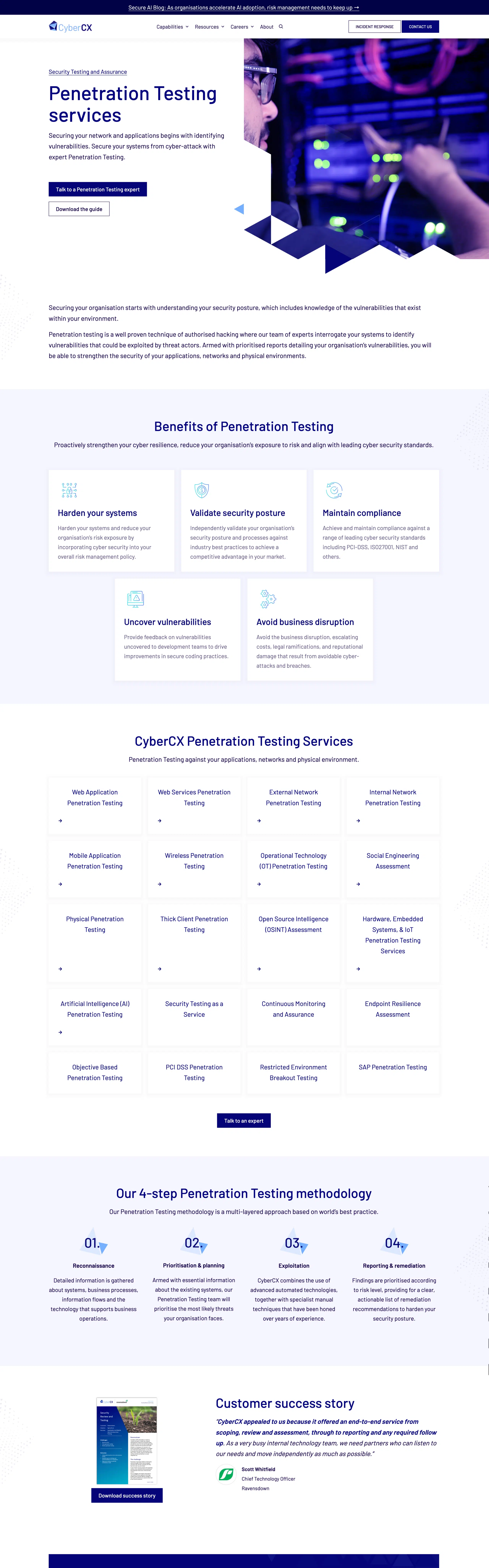 CyberCX Penetration Testing Service Page
