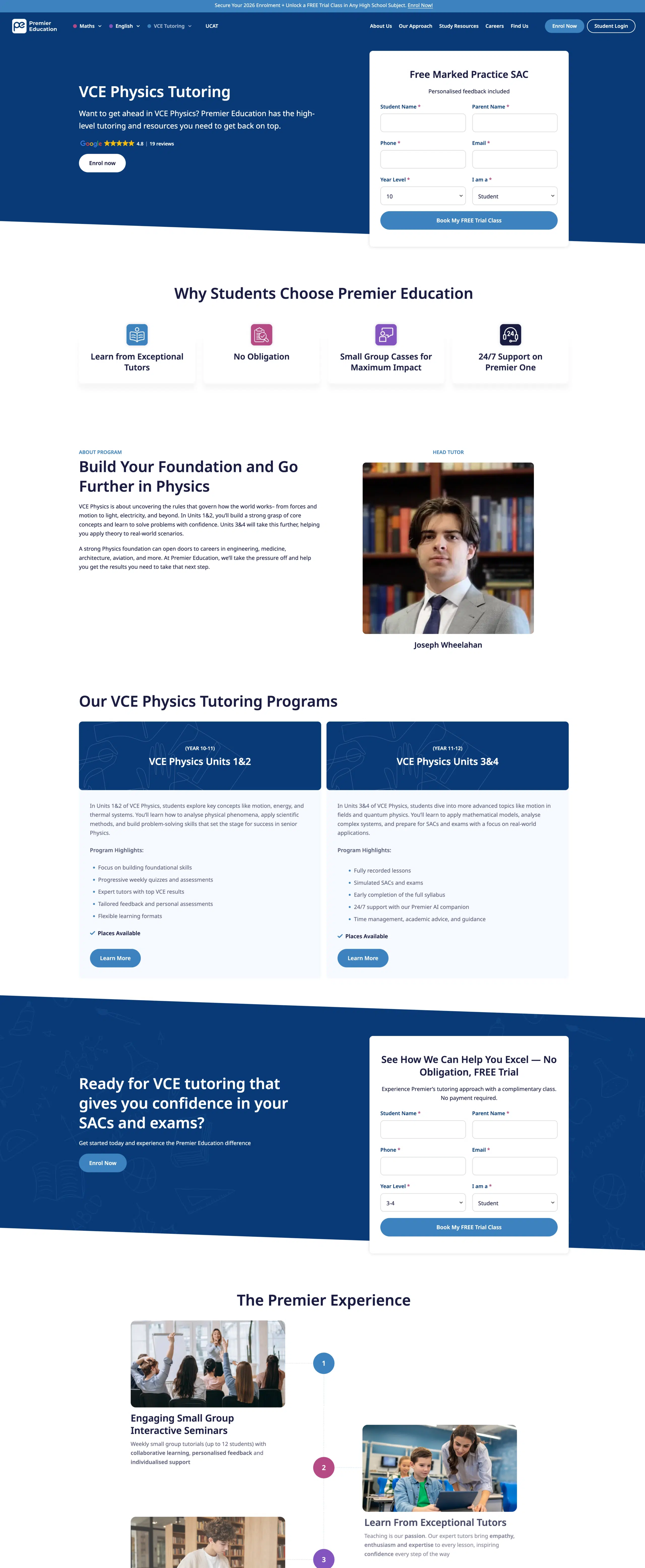 Premier Education service page