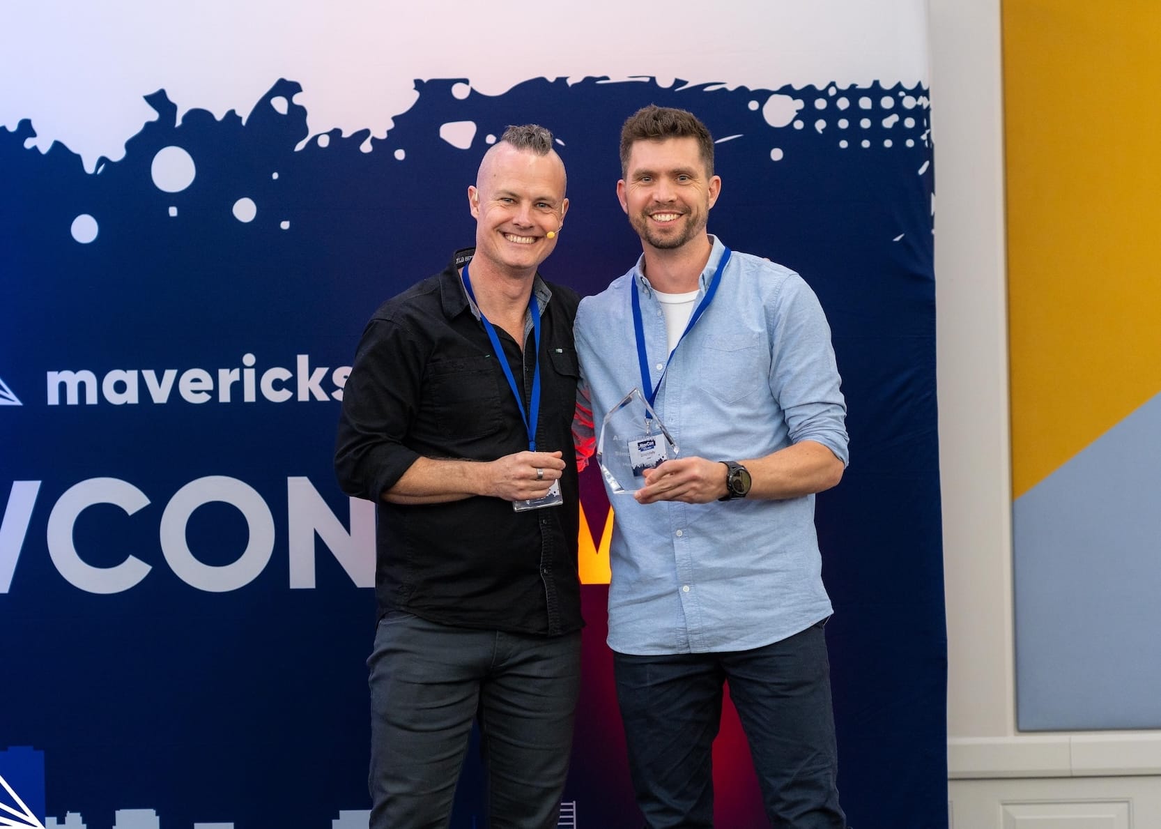 Simon Kelly from Seriously Good Design receiving the Agency Ascension Award at MavCon Gold Coast 2024. copy